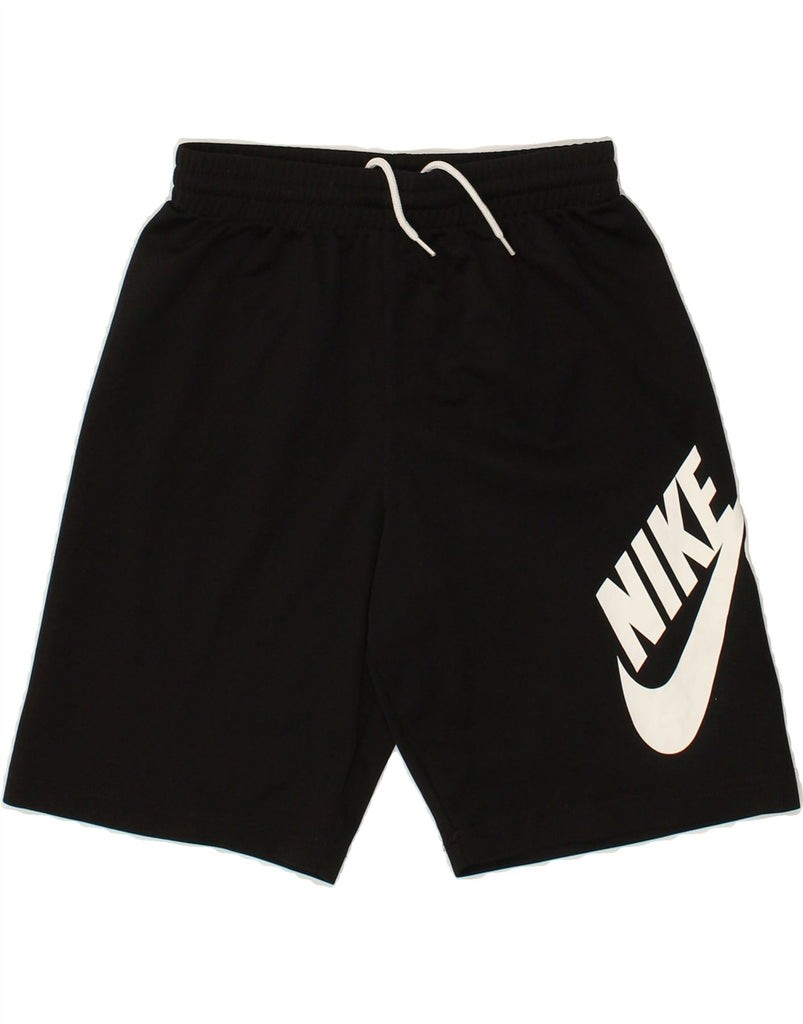 NIKE Boys Dri Fit Graphic Sport Shorts 10-11 Years Medium Black Polyester | Vintage Nike | Thrift | Second-Hand Nike | Used Clothing | Messina Hembry 