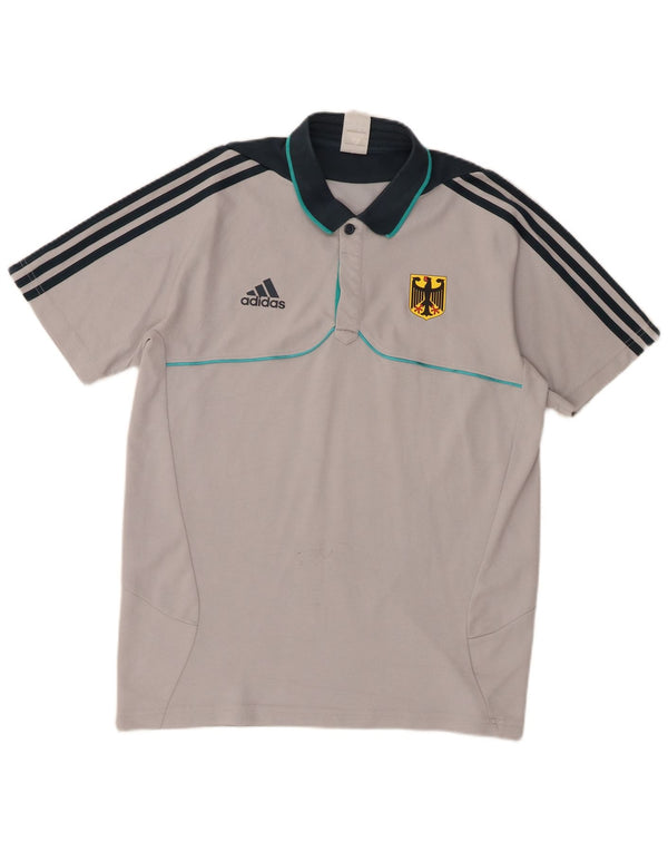 Adidas Mens Germany Rugby Polo Shirt UK 38/40 Medium Grey Colourblock