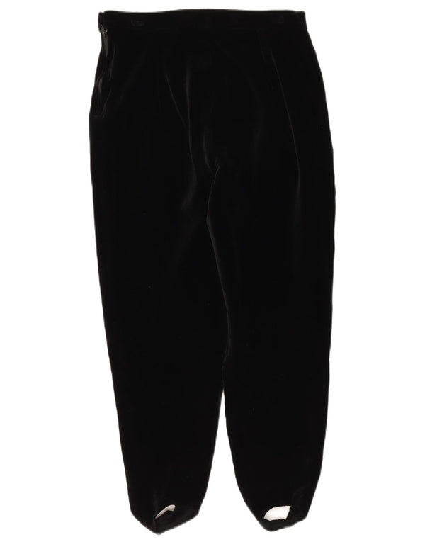 Vintage Womens Velvet Stirrup Casual Trousers Small W26 L26 Black