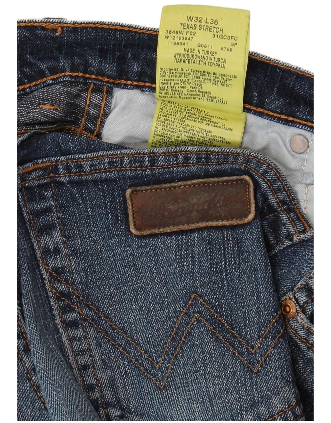 WRANGLER Mens Texas Stretch Straight Jeans W32 L36  Blue Cotton