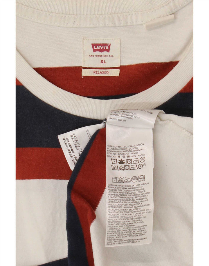 Levi's Mens Relaxed T-Shirt Top XL White Striped Cotton