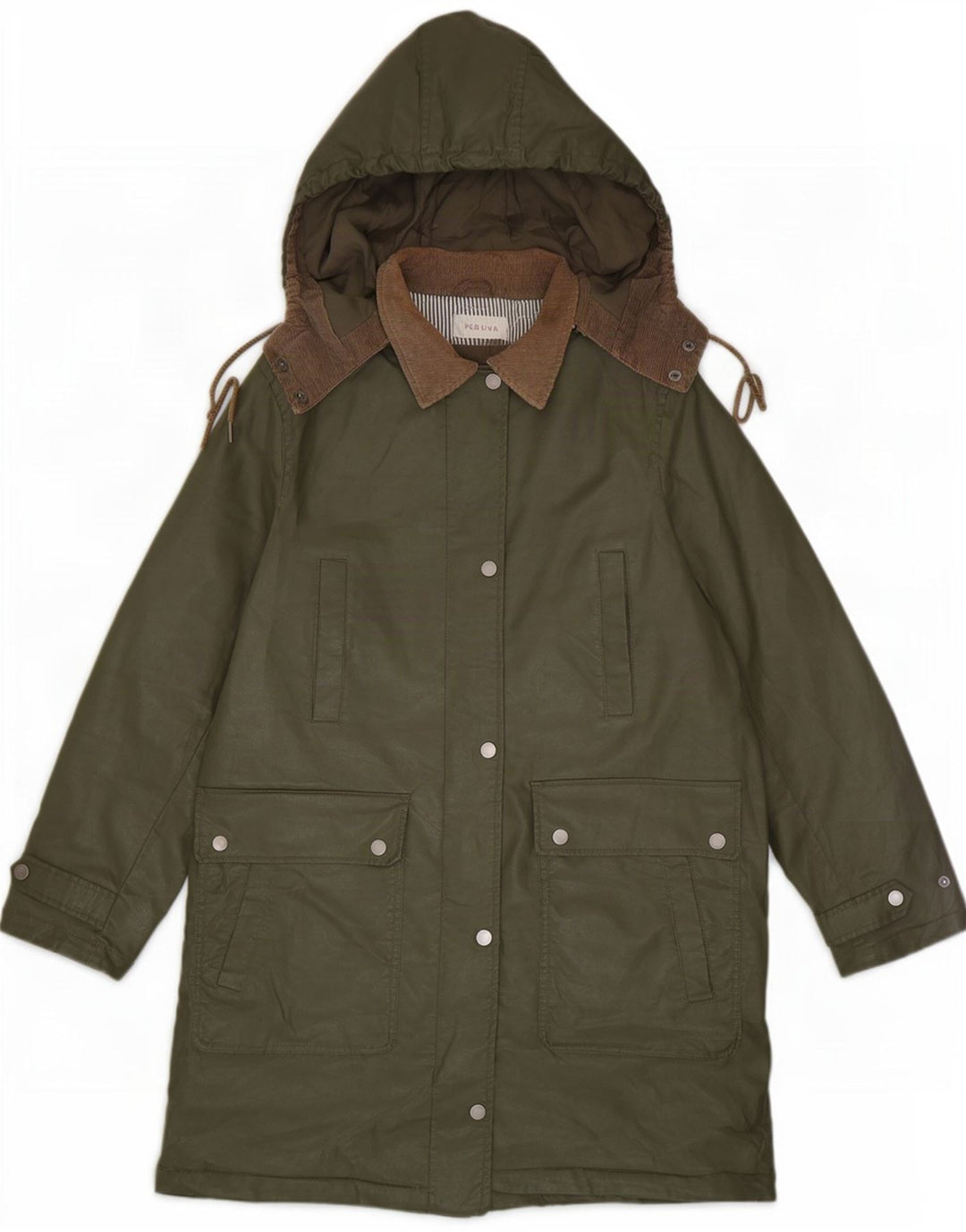Marks & Spencer Womens Hooded Waxed Cotton Jacket UK 12 Medium Khaki
