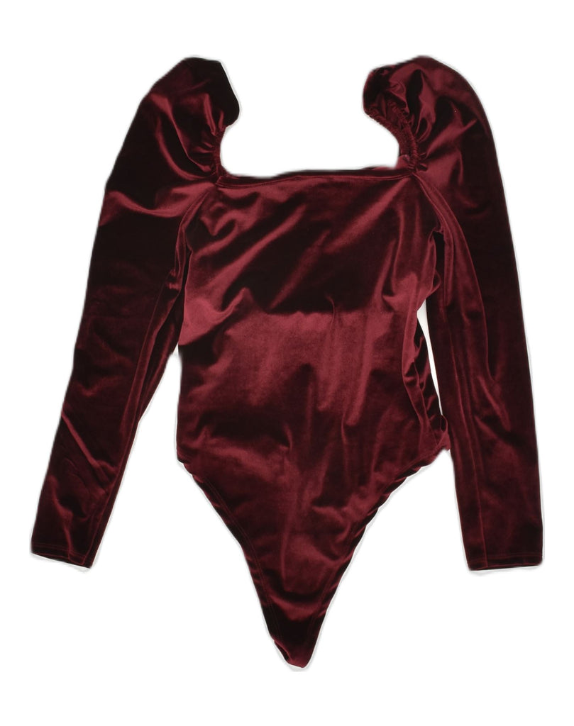 VINTAGE Womens Bodysuit UK 6 XS Maroon Polyester | Vintage Vintage | Thrift | Second-Hand Vintage | Used Clothing | Messina Hembry 