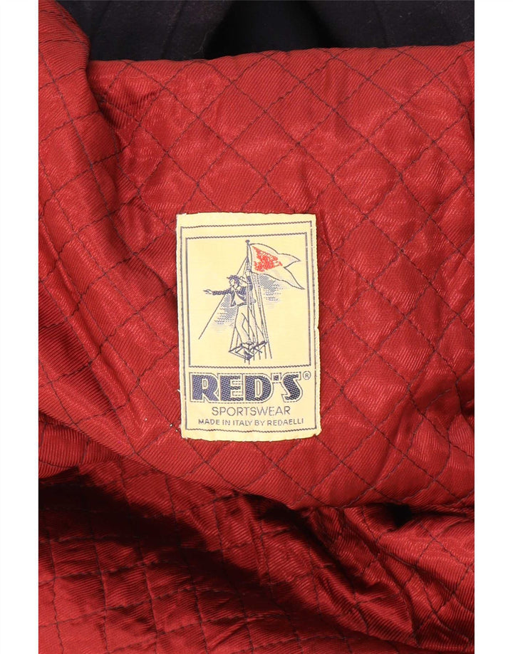 RED'S Mens Double Breasted Coat IT 50 Large Navy Blue Wool