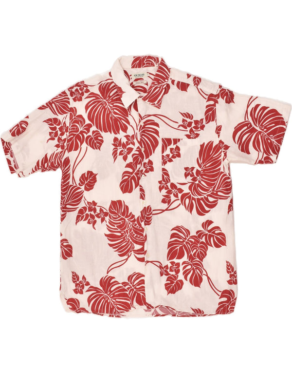 NEW ENGLAND Mens Short Sleeve Shirt XL Red Floral