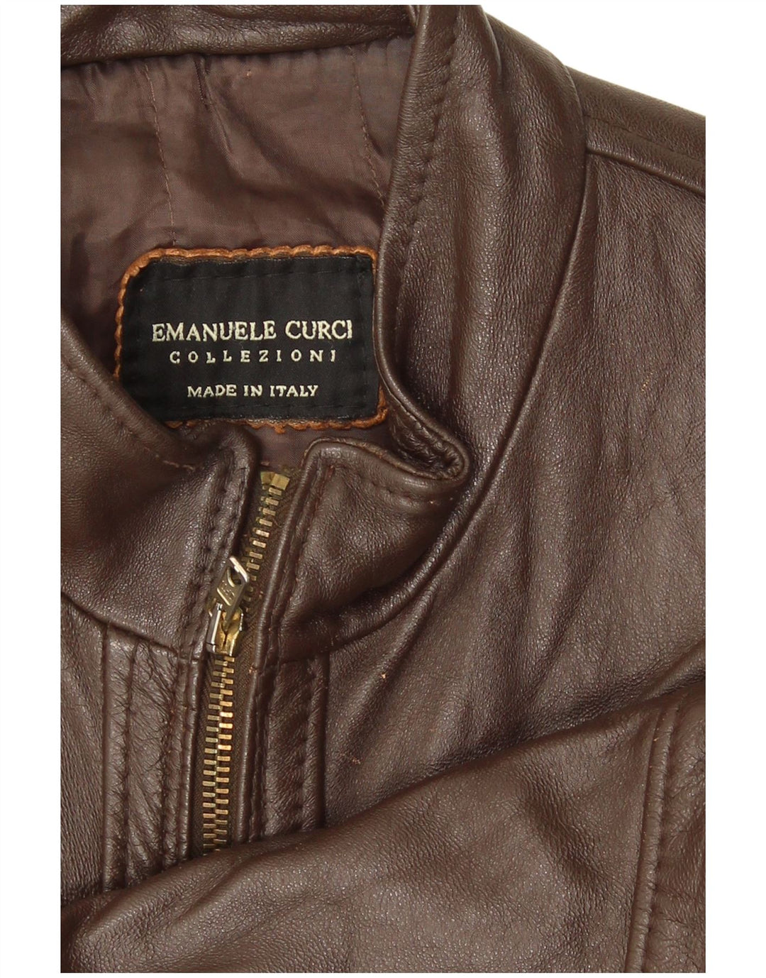 Emanuele Curci  Mens Bomber Leather Jacket UK 40 Large Brown