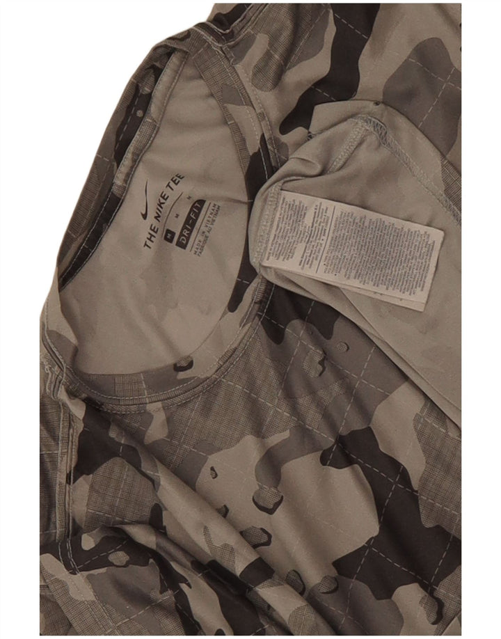 Nike Mens Dri Fit T-Shirt Top Medium Grey Camouflage Polyester