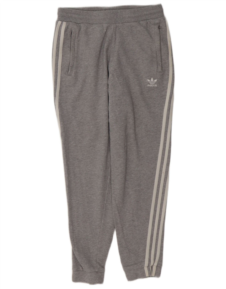 ADIDAS Mens Tracksuit Trousers Joggers Small Grey Cotton