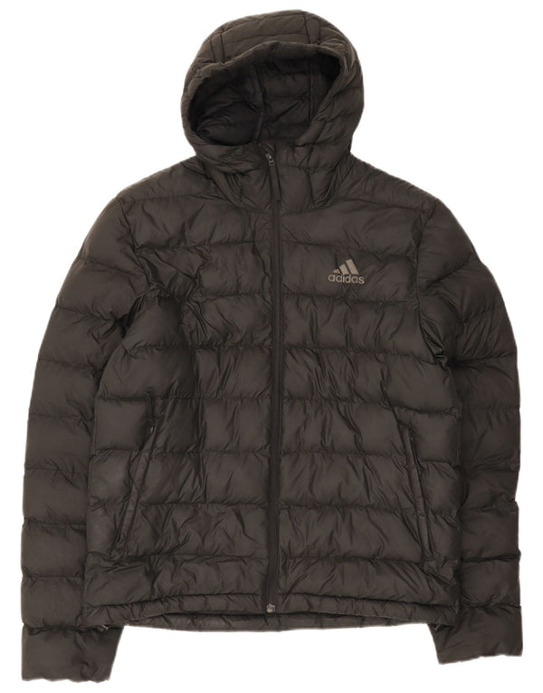 Adidas Mens Hooded Padded Jacket UK 38 Medium Black Polyester