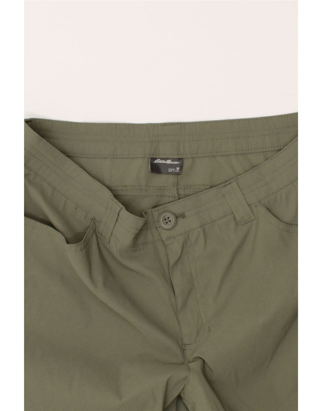 EDDIE BAUER Womens Capri Trousers US 10 Large W32 L20 Khaki Nylon Vintage Eddie Bauer and Second-Hand Eddie Bauer from Messina Hembry 