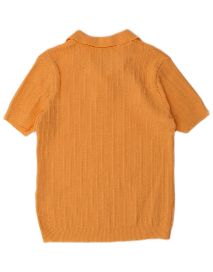 Vintage Womens Short Sleeve Polo Neck Jumper Sweater IT 44 Medium Orange