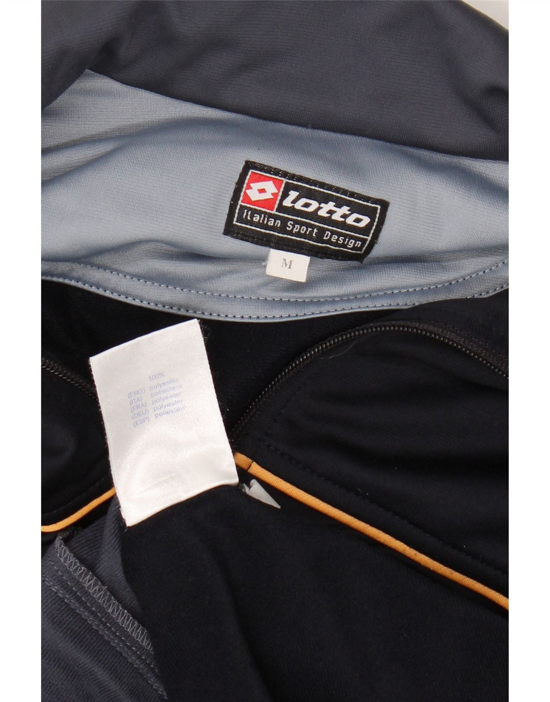 Lotto Mens Tracksuit Top Jacket Medium Navy Blue Colourblock Sports