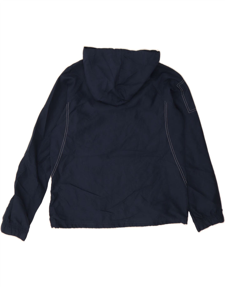 REEBOK Womens Hooded Pullover Rain Jacket US 12 Large Navy Blue Polyester Vintage Reebok and Second-Hand Reebok from Messina Hembry 