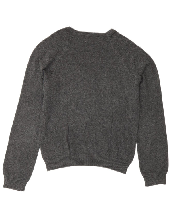 Zara Womens V-Neck Jumper Sweater UK 14 Large Grey Cotton