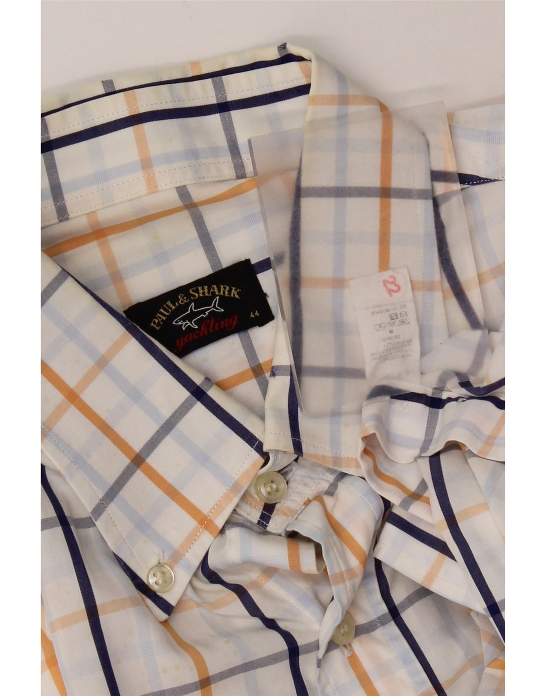Paul & Shark Mens Shirt Size 44 XL White Check Cotton