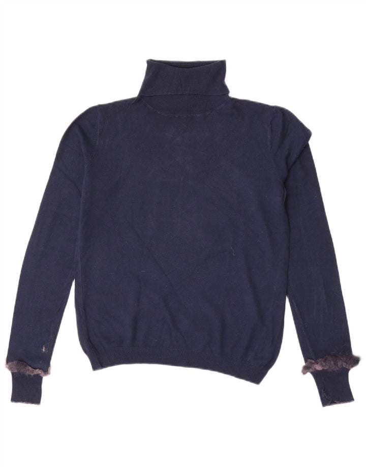 Liu Jo Womens Roll Neck Jumper Sweater UK 12 Medium Navy Blue