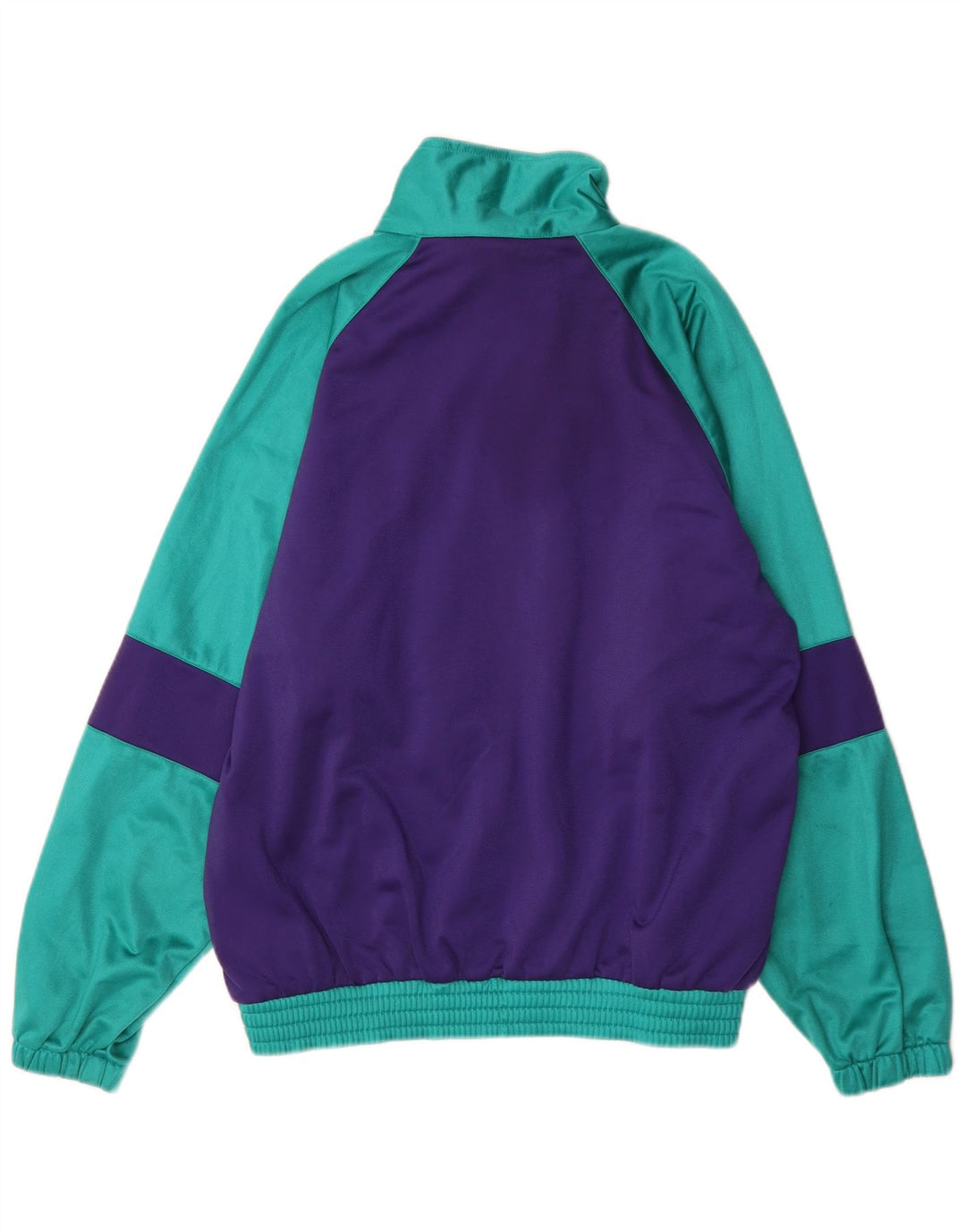 Vintage Mens Tracksuit Top Jacket Large Turquoise Colourblock
