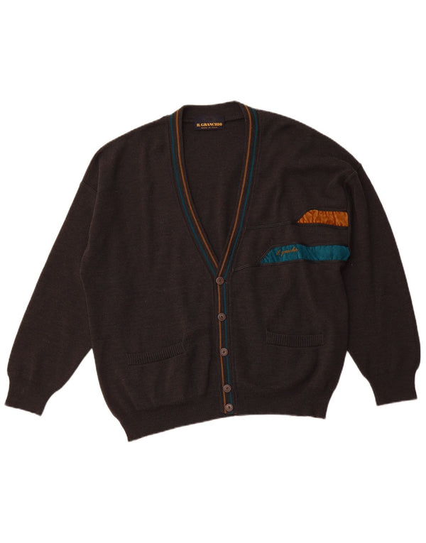 IL GRANCHIO Mens Cardigan Sweater Large Grey Wool