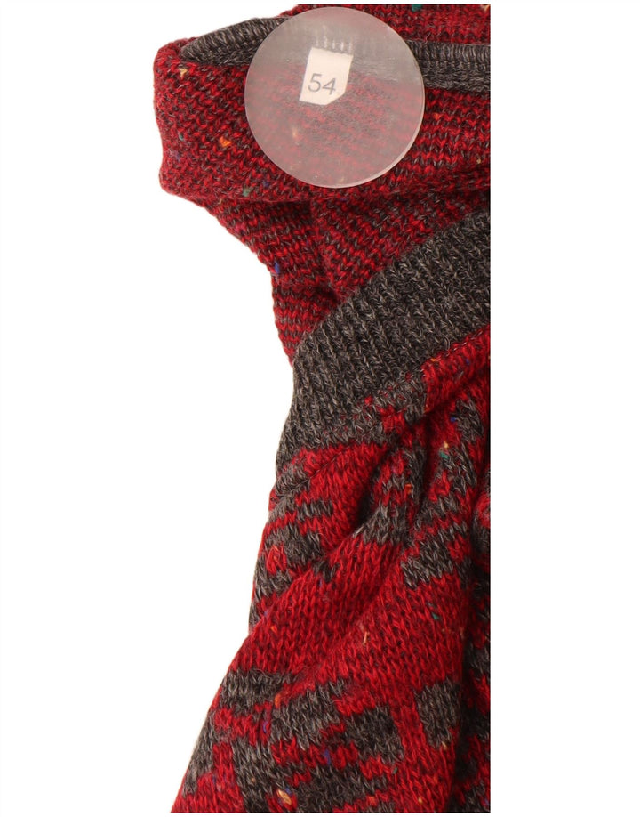 Cacharel Mens Paris Crew Neck Jumper Sweater IT 54 XL Red Geometric Wool