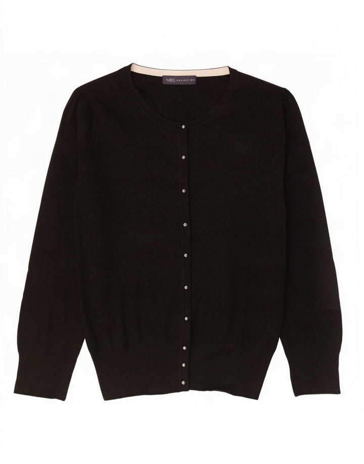 Marks & Spencer Womens Cardigan Sweater UK 12 Medium Black