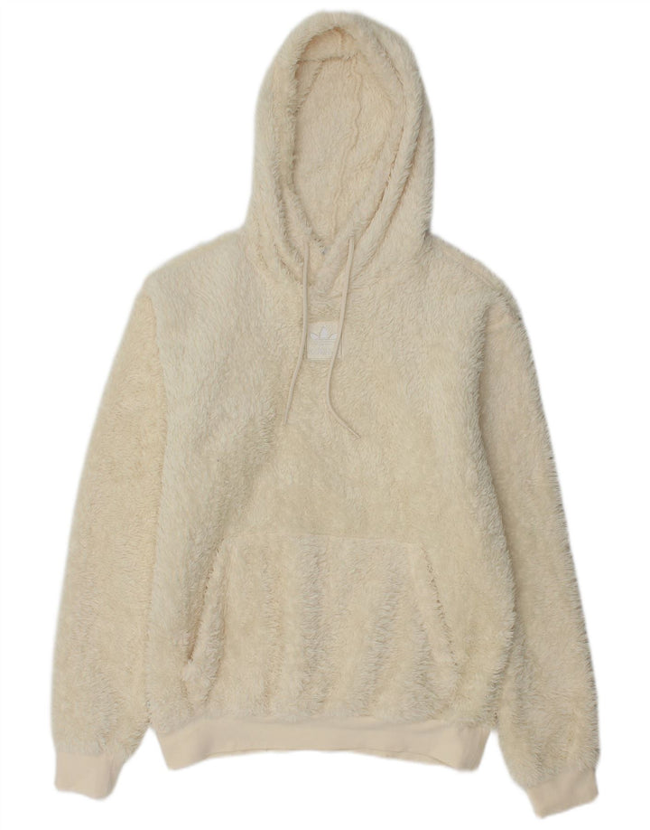 Adidas Mens Hooded Fleece Jumper XS Beige Polyester