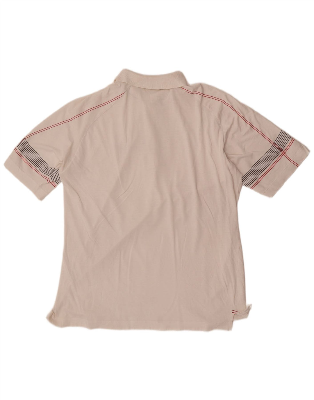 Sergio Tacchini Mens Polo Shirt Large White Striped Cotton