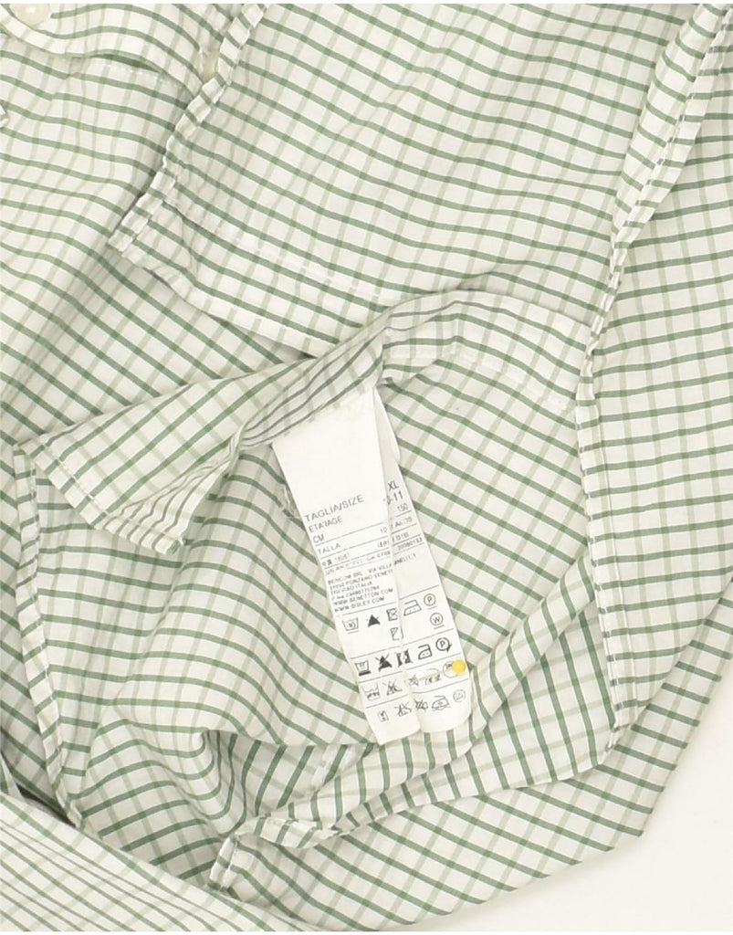 BENETTON Boys Shirt 10-11 Years XL  Green Check Cotton | Vintage Benetton | Thrift | Second-Hand Benetton | Used Clothing | Messina Hembry 