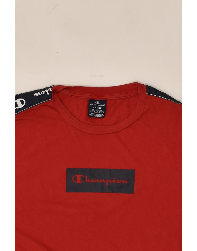 CHAMPION Mens Graphic T-Shirt Top Large Red Cotton | Vintage Champion | Thrift | Second-Hand Champion | Used Clothing | Messina Hembry 