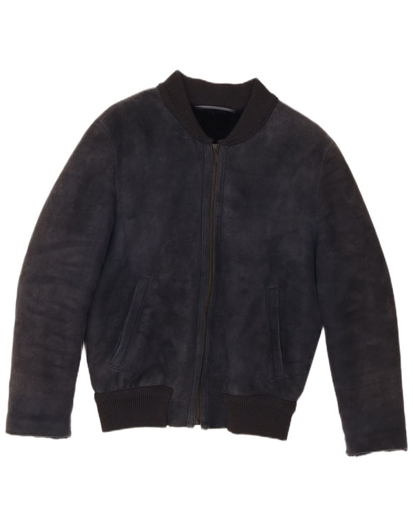 CPL1953 Womens Bomber Shearling Jacket UK 20 2XL  Navy Blue Shearling