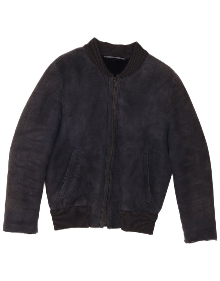 CPL1953 Womens Bomber Shearling Jacket UK 20 2XL  Navy Blue Shearling