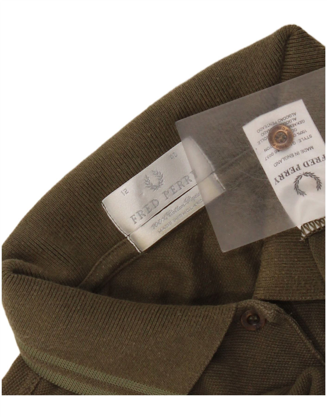 Fred Perry Womens Polo Shirt UK 12 Medium Khaki Cotton