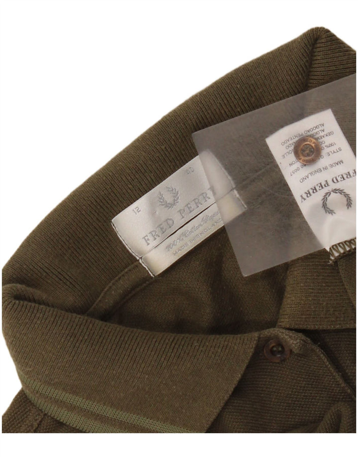 Fred Perry Womens Polo Shirt UK 12 Medium Khaki Cotton