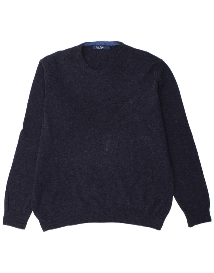 JAMES PRINGLE Mens Crew Neck Jumper Sweater Large Navy Blue Wool