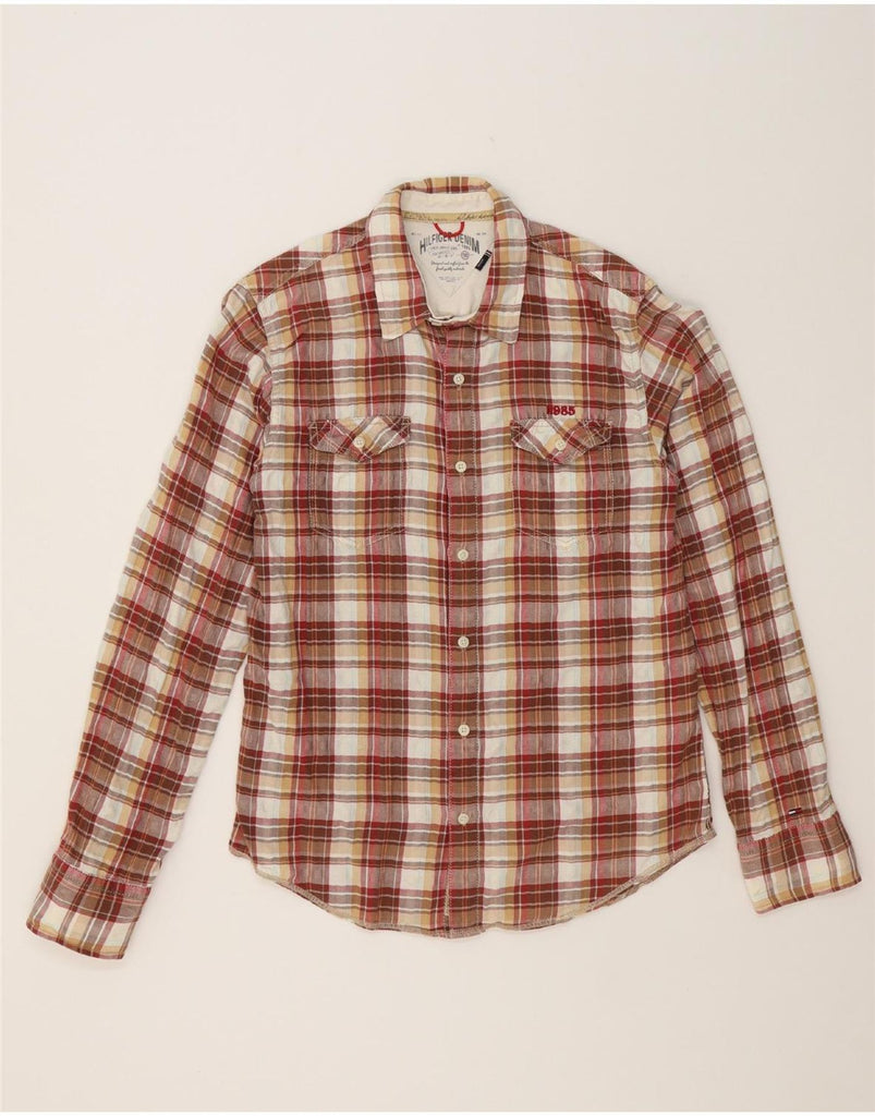 TOMMY HILFIGER Mens Shirt Medium Brown Check Cotton Vintage Tommy Hilfiger and Second-Hand Tommy Hilfiger from Messina Hembry 
