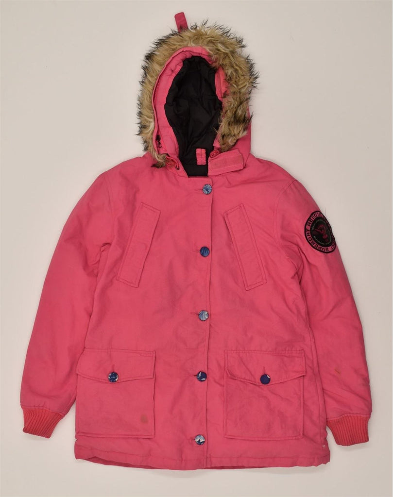 SUPERDRY Womens Hooded Windbreaker Jacket UK 16 Large Pink Nylon | Vintage Superdry | Thrift | Second-Hand Superdry | Used Clothing | Messina Hembry 