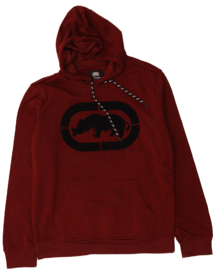 Ecko Unltd Mens Graphic Hoodie Jumper Small Burgundy Polyester