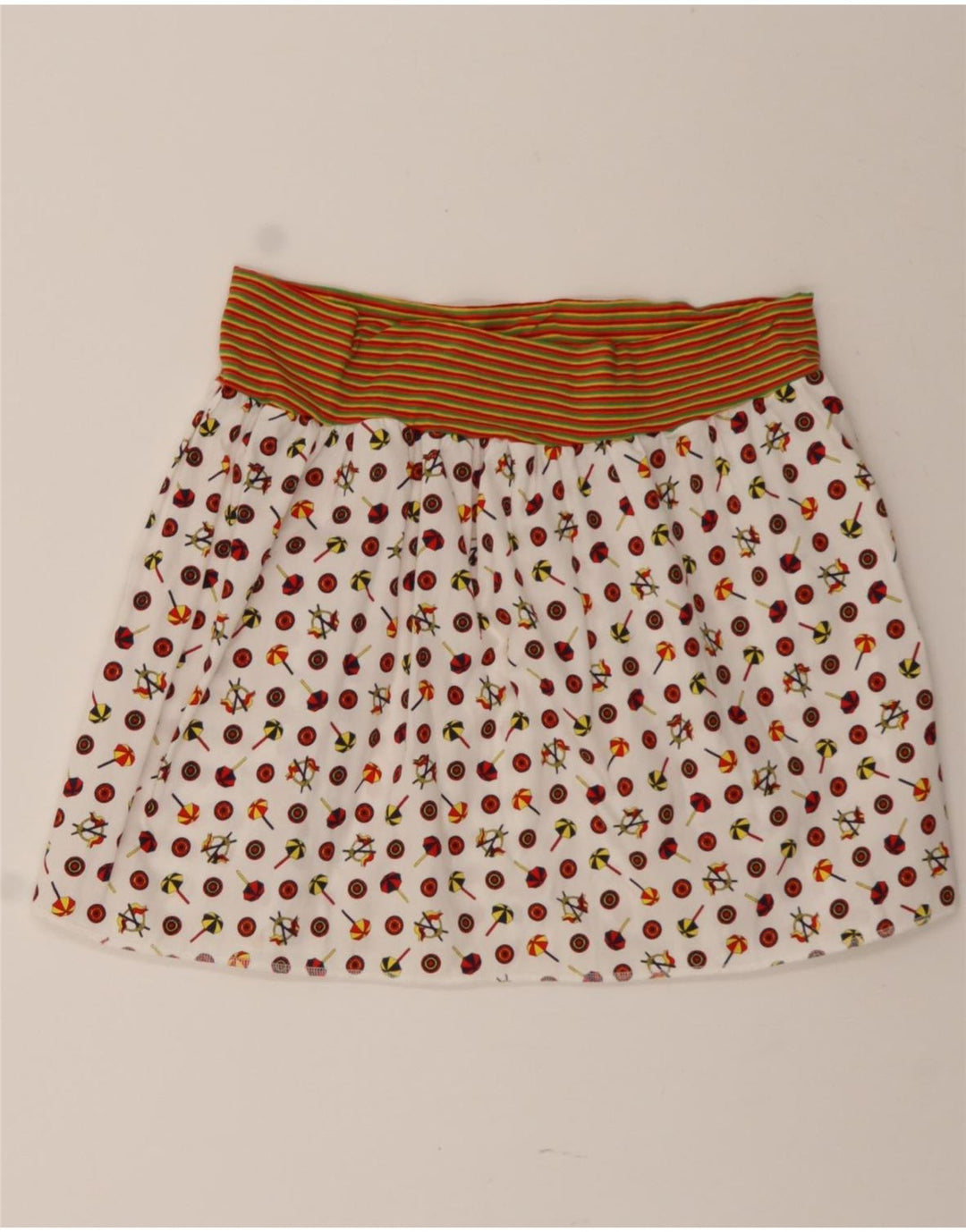 VINTAGE Womens Abstract Pattern Mini Skirt W34 Large White Vintage Vintage and Second-Hand Vintage from Messina Hembry 