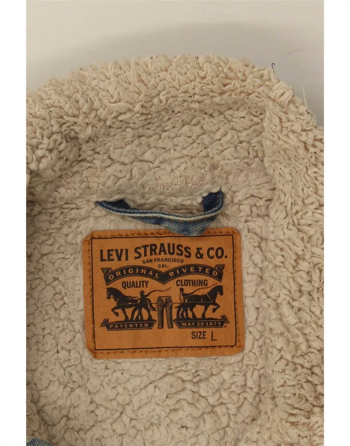 Levi's Mens Sherpa Denim Jacket UK 40 Large Blue Cotton