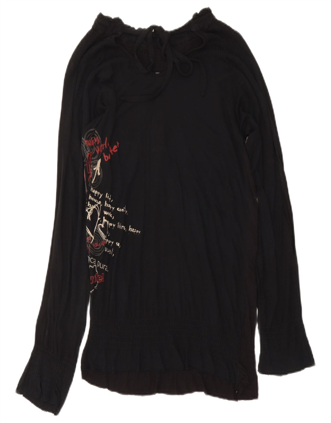Desigual Womens Graphic Tunic Top Small Black Butterfly