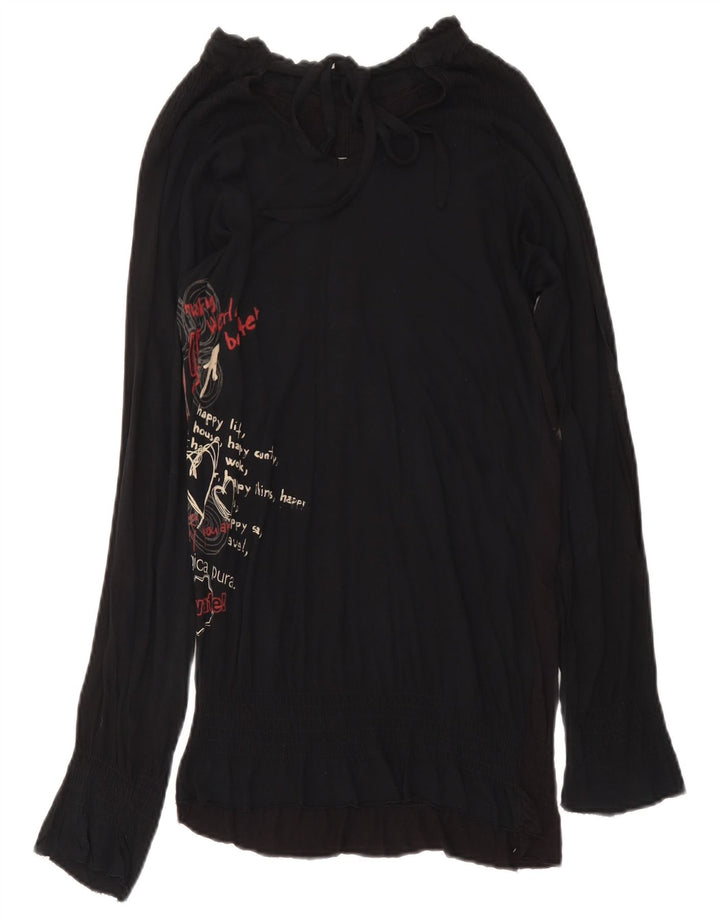 Desigual Womens Graphic Tunic Top Small Black Butterfly