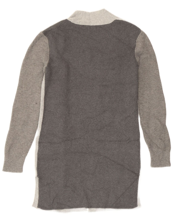 Marks & Spencer Womens Longline Cardigan Sweater UK 6 XS Grey Colourblock