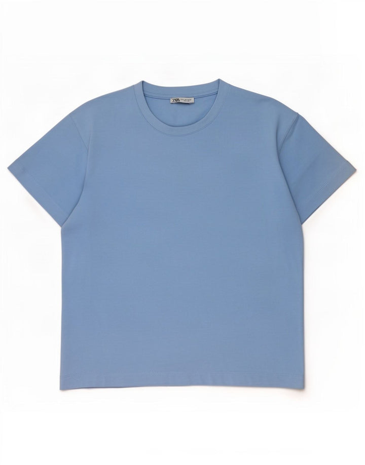 Zara Mens T-Shirt Top Small Blue Cotton