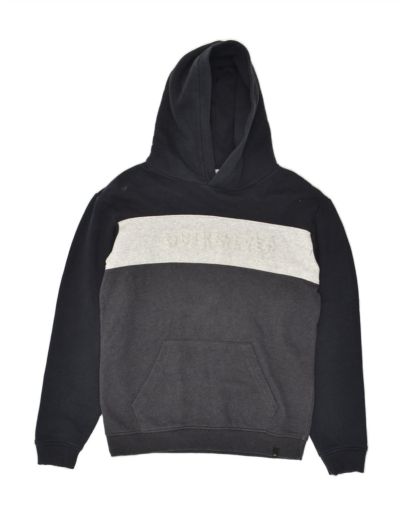 QUIKSILVER Boys Graphic Hoodie Jumper 14-15 Years XL Grey Colourblock | Vintage Quiksilver | Thrift | Second-Hand Quiksilver | Used Clothing | Messina Hembry 