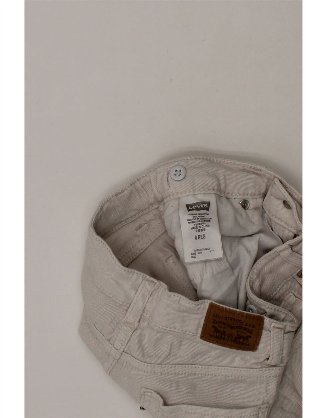 LEVI'S Girls Denim Shorts 7-8 Years W22 White Ramie Vintage Levi's and Second-Hand Levi's from Messina Hembry 