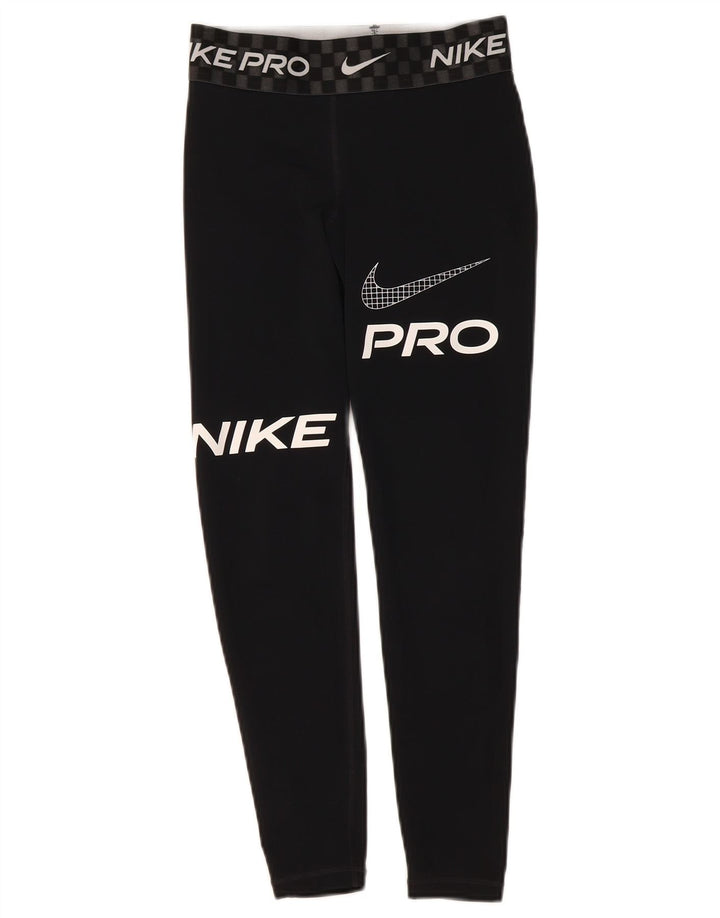 Nike Womens Dri Fit Graphic Crop Leggings UK 8 Small Black