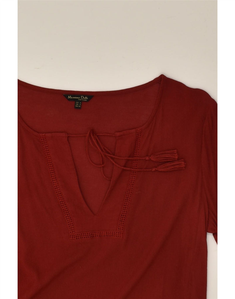 MASSIMO DUTTI Womens 3/4 Sleeve Blouse Top UK 10 Small Red | Vintage Massimo Dutti | Thrift | Second-Hand Massimo Dutti | Used Clothing | Messina Hembry 