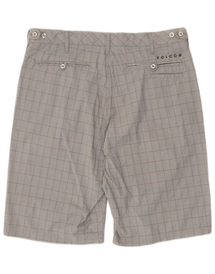 Volcom Mens Chino Shorts W34 Large Grey Check Cotton
