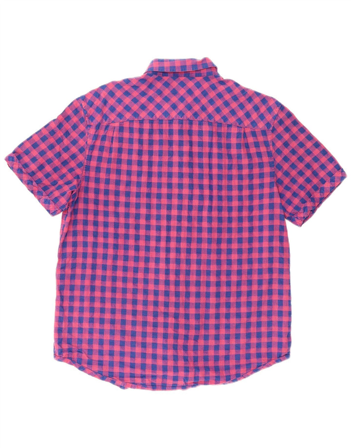 Penguin Mens Short Sleeve Shirt Large Pink Gingham