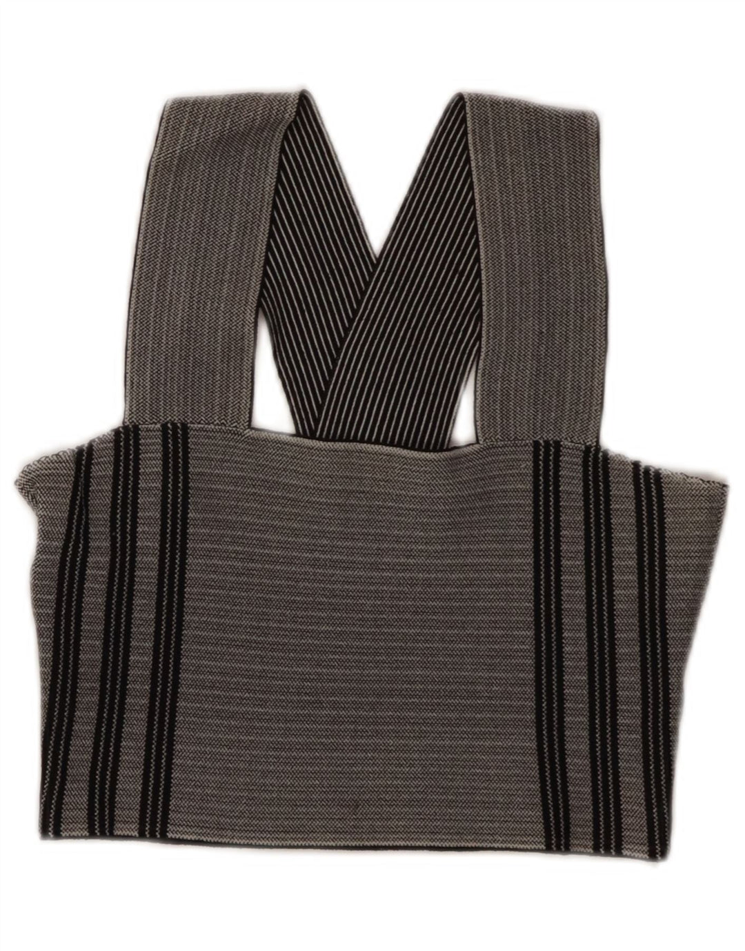 Topshop Womens Crop Halter Top UK 8 Small Grey Striped Viscose