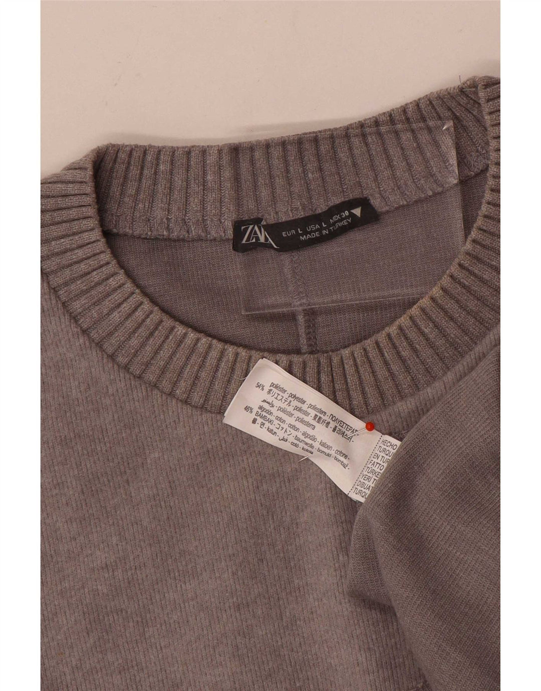 Zara Womens Boat Neck Jumper Sweater UK 16 Large Grey Polyester